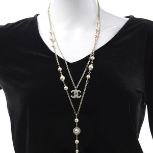 Chanel crystal and pearls coronation CC layered necklace